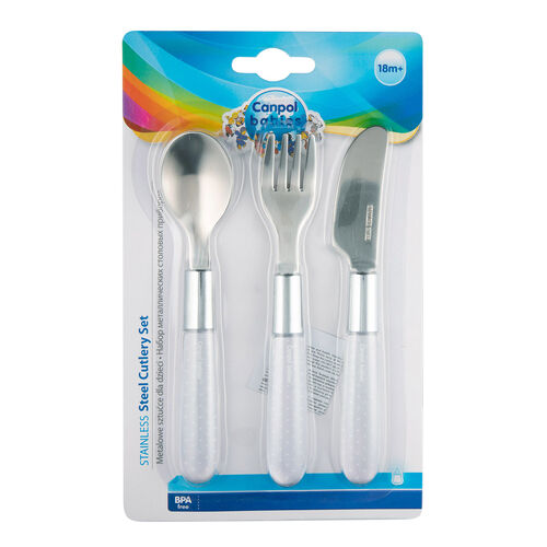 CANPOL BABIES SET CUBIERTOS METAL WHITE
