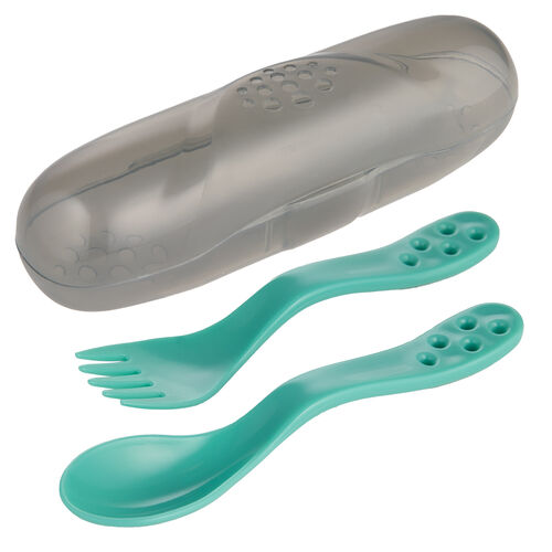 CANPOL BABIES SET CUBIERTO CAJA ALMACENAJE TURQUESA