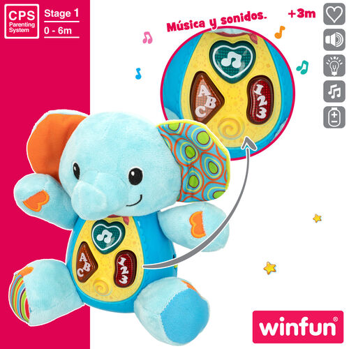 WINFUN PELUCHE ELEFANTE LUZ Y SONIDO