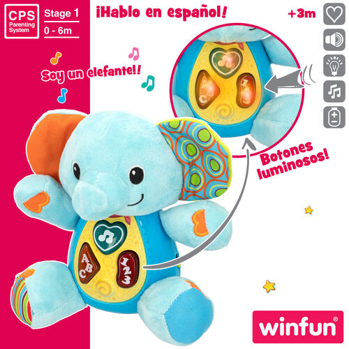 WINFUN PELUCHE ELEFANTE LUZ Y SONIDO
