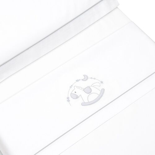 INTERBABY TRIPTICO CUNA CABALLITO BCO/GRIS