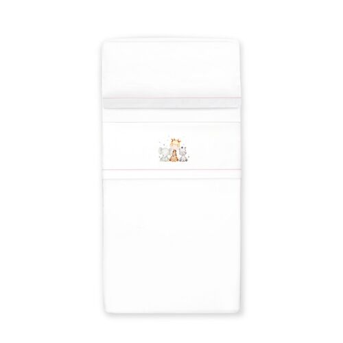 INTERBABY TRIPTICO CUNA JIRAFA/ELEFANTE BCO/ROSA