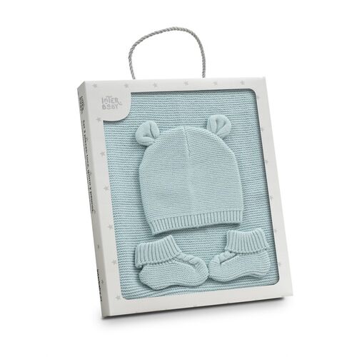 INTERBABY SET 3 PZAS TOCA+GORRO+PATUCOS VERDE