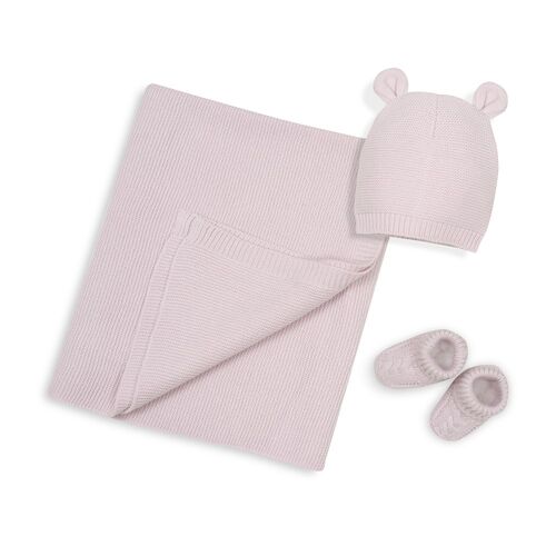 INTERBABY SET 3 PZAS TOCA+GORRO+PATUCOS ROSA