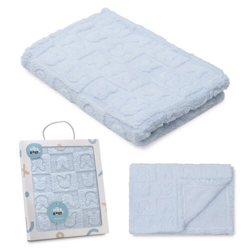 INTERBABY MANA SHERPA 80X110 GRABADA CONEJITOS AZUL