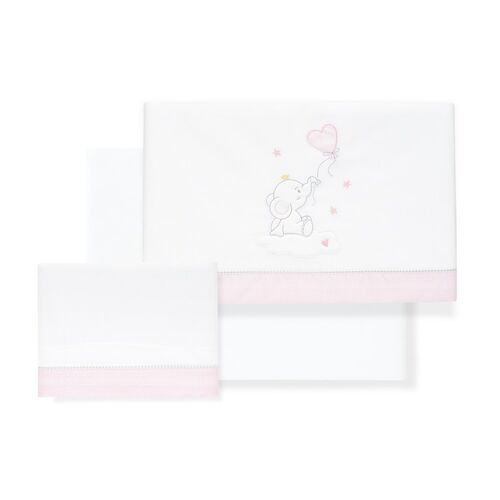 INTERBABY TRIPTICO CUNA ELEFANTE CORAZON BCO/ROSA