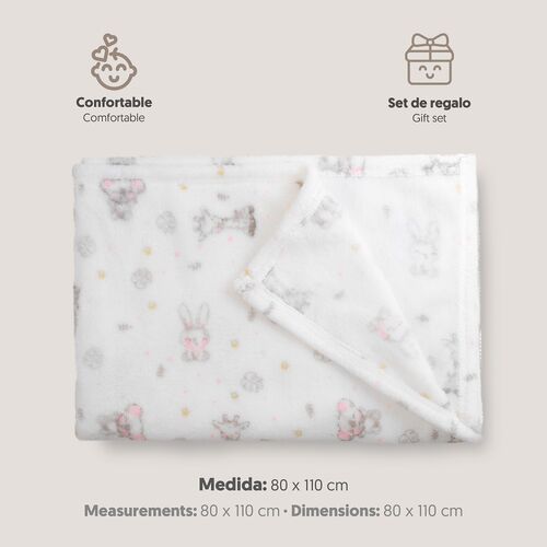 INTERBABY MANTA ESTAMPADA 80X110 KOALA ROSA