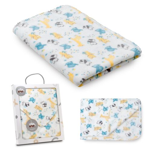 INTERBABY MANTA ESTAMPADA 80X110 ANIMALES GRIS