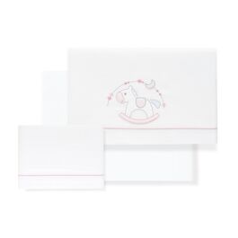 INTERBABY TRIPTICO MINICUNA CABALLITO BCO/ROSA