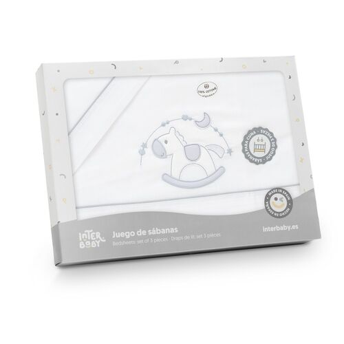 INTERBABY TRIPTICO MINICUNA CABALLITO BCO/GRIS