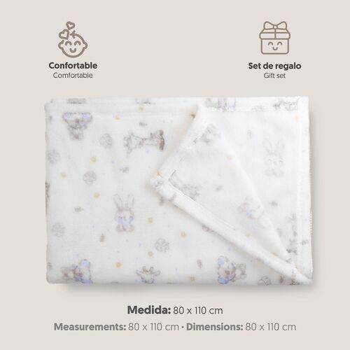 INTERBABY MANTA ESTAMPADA 80X110 KOALA AZUL
