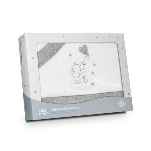 INTERBABY TRIPTICO MINICUNA CORALINA ELEFANTE GLOBO CORAZON BCO/GRIS