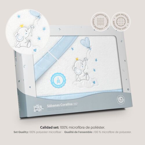 INTERBABY TRIPTICO MINICUNA CORALINA ELEFANTE GLOBO CORAZON BCO/AZUL