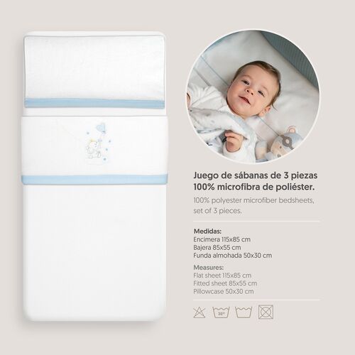 INTERBABY TRIPTICO MINICUNA CORALINA ELEFANTE GLOBO CORAZON BCO/AZUL