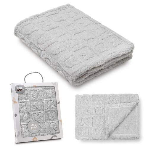 INTERBABY MANTA SHERPA 80X110 GRABADA CONEJITOS GRIS