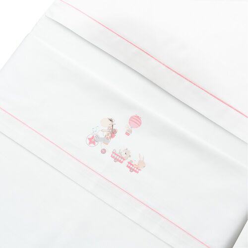 INTERBABY TRIPTICO CUNA JIRAFA BICICLETA BCO/ROSA