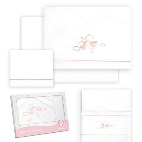 INTERBABY TRIPTICO CIGUEÑA MINICUNA ROSA