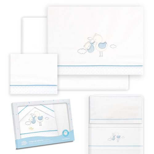 INTERBABY TRIPTICO MINICUNA CIGUEÑA AZUL