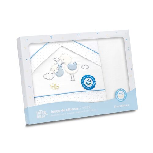 INTERBABY TRIPTICO MINICUNA CIGUEÑA AZUL