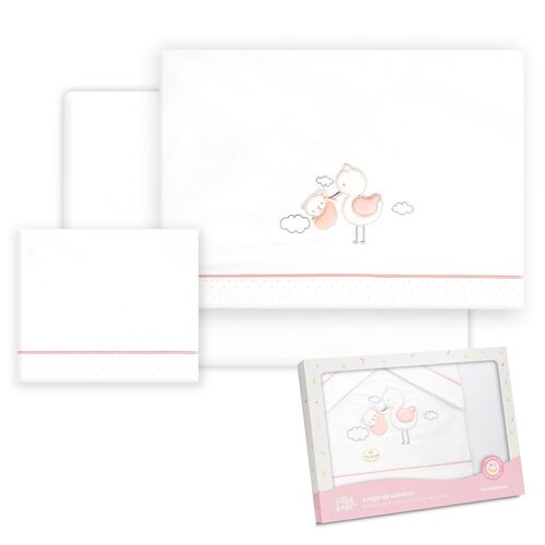 INTERBABY TRIPTICO COCHE CIGUEÑA OSO BCO/ROSA