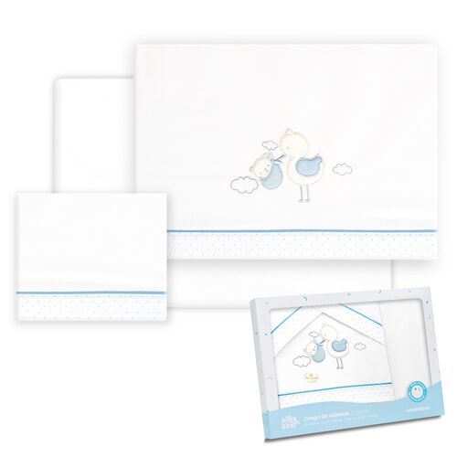 INTERBABY TRIPTICO COCHE CIGUEÑA OSO BCO/AZUL