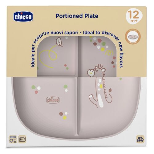 CHICCO PLATO CON COMPARTIMENTOS JIRAFA 12M+ ROSA