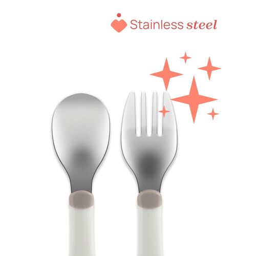 CHICCO SET CUBIERTOS INOXIDABLES 12M+ GRIS