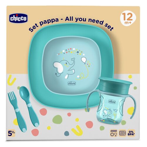 CHICCO SET ALIMENTACION ELEFANTE 12M+ AZUL