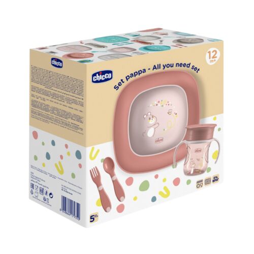 CHICCO SET ALIMENTACION OSITO 12M+ ROSA