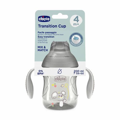CHICCO VASO TRANSICION +4M GRIS 200ML