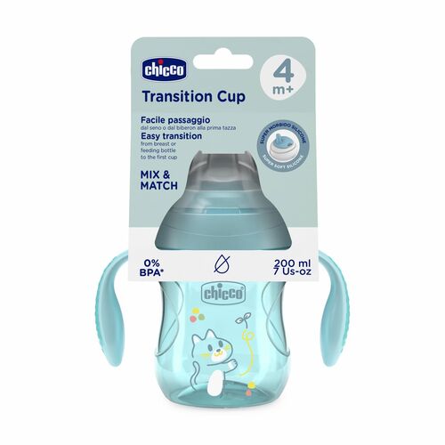 CHICCO VASO TRANSICION 4M+ AZUL 200ML