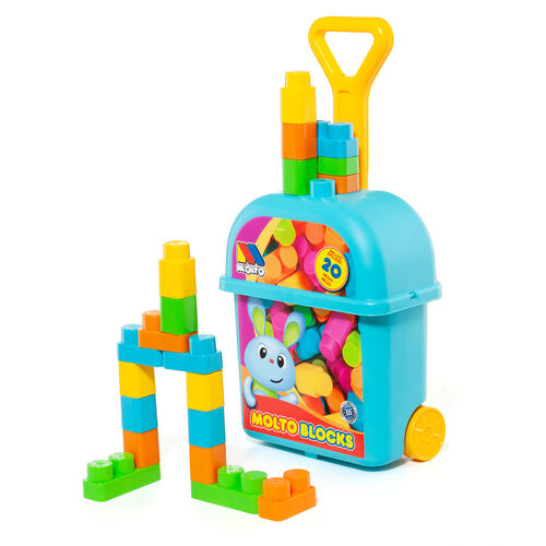 MOLTO BLOCKS TROLLEY 20 PZAS AZUL