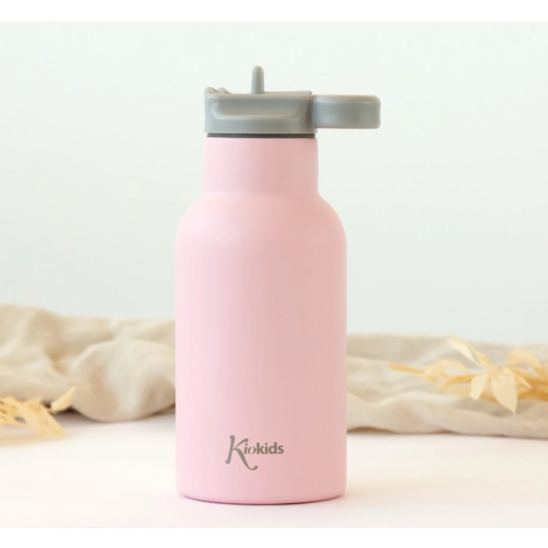 KIOKIDS BOTELLA ROSA DE ACERO INOXIDABLE 350ML