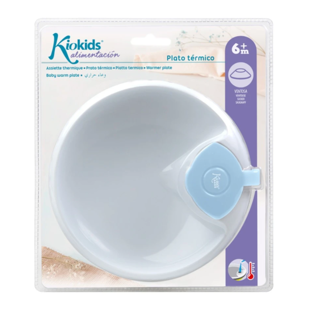 KIOKIDS PLATO TÉRMICO CON VENTOSA AZUL