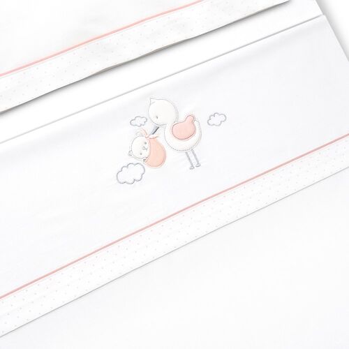 INTERBABY TRIPTICO CUNA CIGUEÑA OSO BCO/ROSA