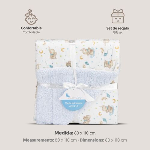 INTERBABY MANTA BORREGUILLO ELEFANTE AZUL