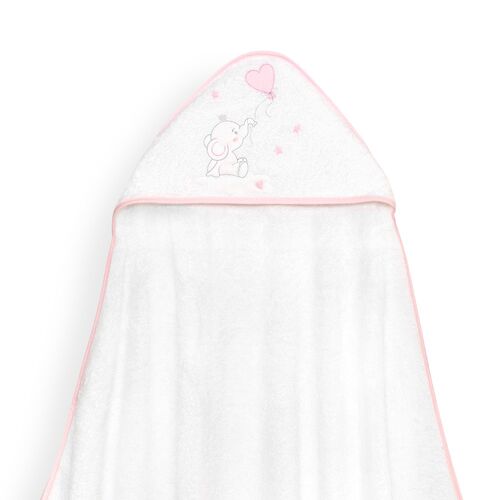 INTERBABY CAPA BAÑO 1X1 ELEFANTE GLOBO CORAZON BCO/ROSA