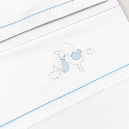 INTERBABY TRIPTICO CUNA CIGUEÑA OSO BCO/AZUL