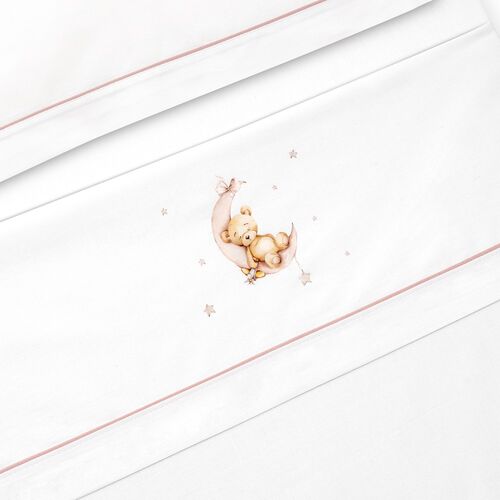 INTERBABY TRIPTICO CUNA OSO LUNA ESTRELLAS BCO/ROSA