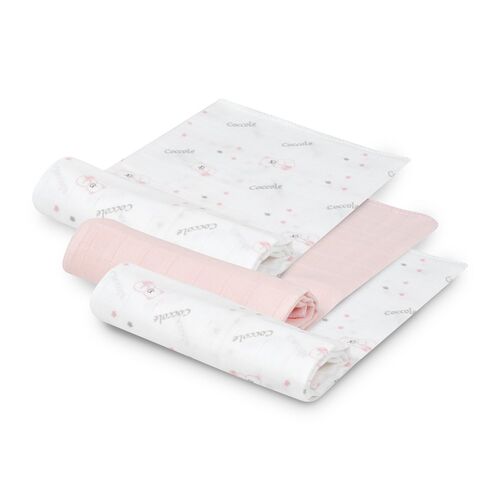 INTERBABY PACK 3 GASAS BAMBU BEAR ROSA