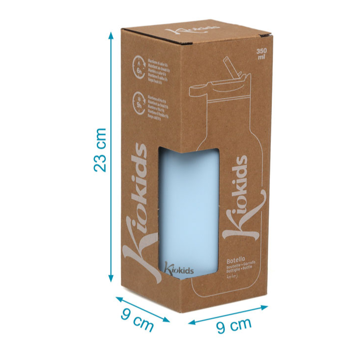KIOKIDS BOTELLA AZUL DE ACERO INOXIDABLE 350ML