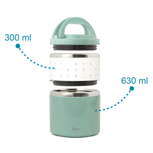 KIOKIDS TERMO 930 ML ACERO INOXIDABLE SALVIA