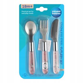 CANPOL BABIES SET CUBIERTOS METAL PINK