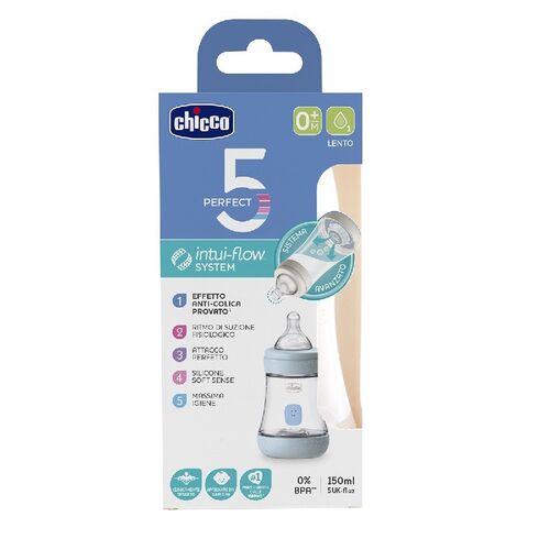 CHICCO BIBERON PERFECT 5 0M+150ML SIL AZUL