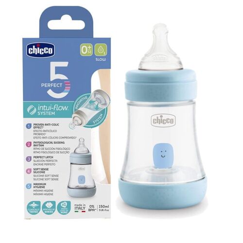 CHICCO BIBERON PERFECT 5 0M+150ML SIL AZUL