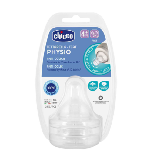 CHICCO TETINA PHYSIO 4M+FL. RAPIDO SIL 2 UD