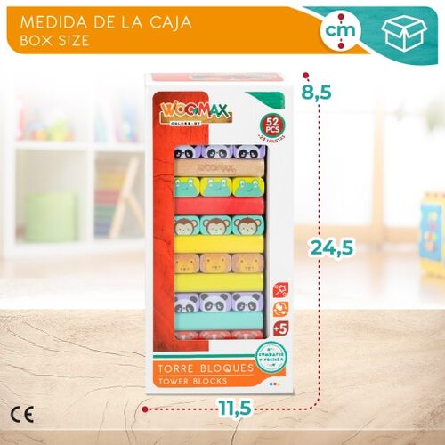 WOOMAX JUEGO TORRE BLOQUES MADERA