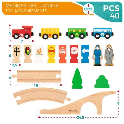 WOOMAX PISTA COCHES MADERA 40 PCS