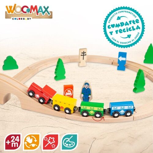 WOOMAX PISTA COCHES MADERA 40 PCS