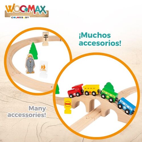 WOOMAX PISTA COCHES MADERA 40 PCS